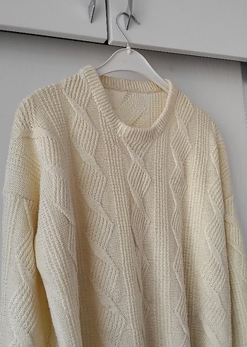 Bohem Stil Beyaz Örgü Kadın Kazak - Görsel 7