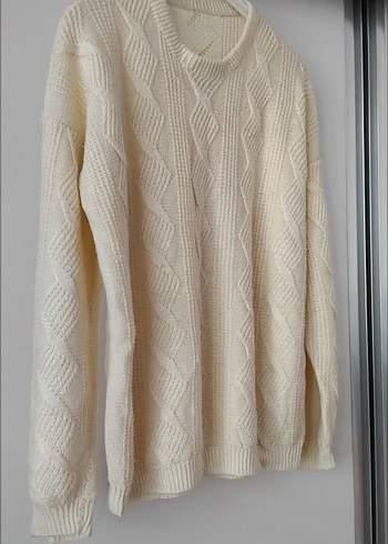 Bohem Stil Beyaz Örgü Kadın Kazak - Görsel 3