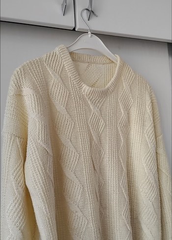 Bohem Stil Beyaz Örgü Kadın Kazak - Görsel 4