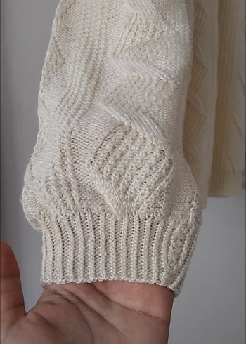 Bohem Stil Beyaz Örgü Kadın Kazak - Görsel 2