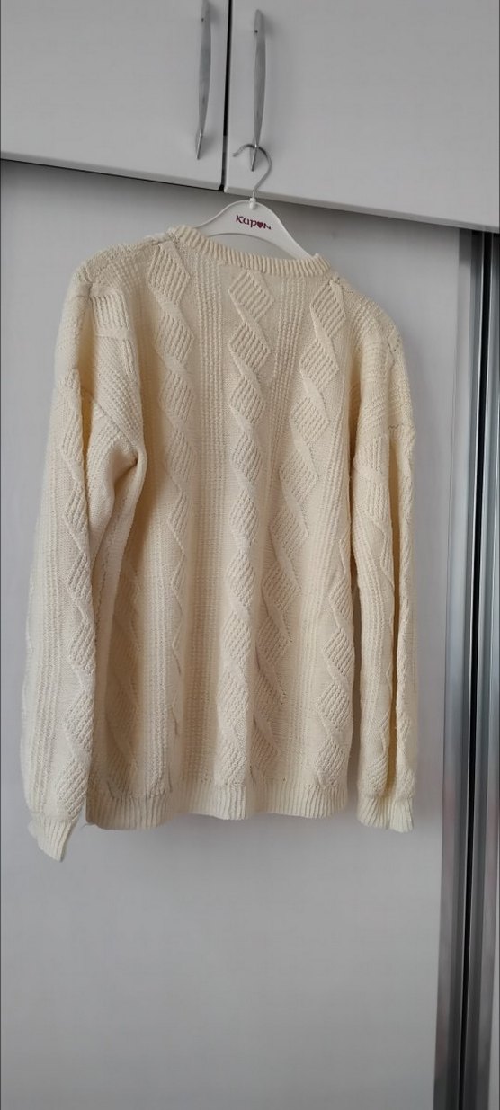 Bohem Stil Beyaz Örgü Kadın Kazak - Görsel 5