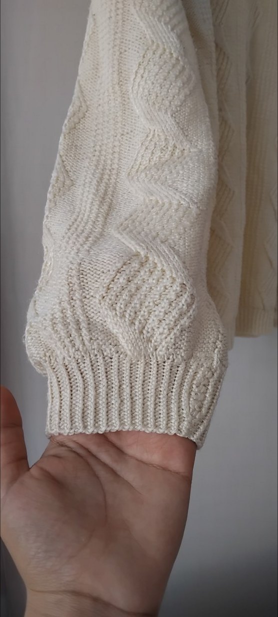 Bohem Stil Beyaz Örgü Kadın Kazak - Görsel 2