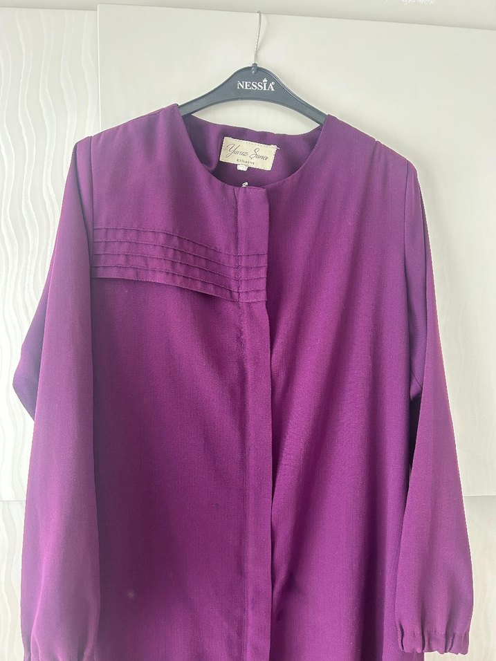 Mor Uzun Kollu Kadın Elbise ferace - Görsel 2