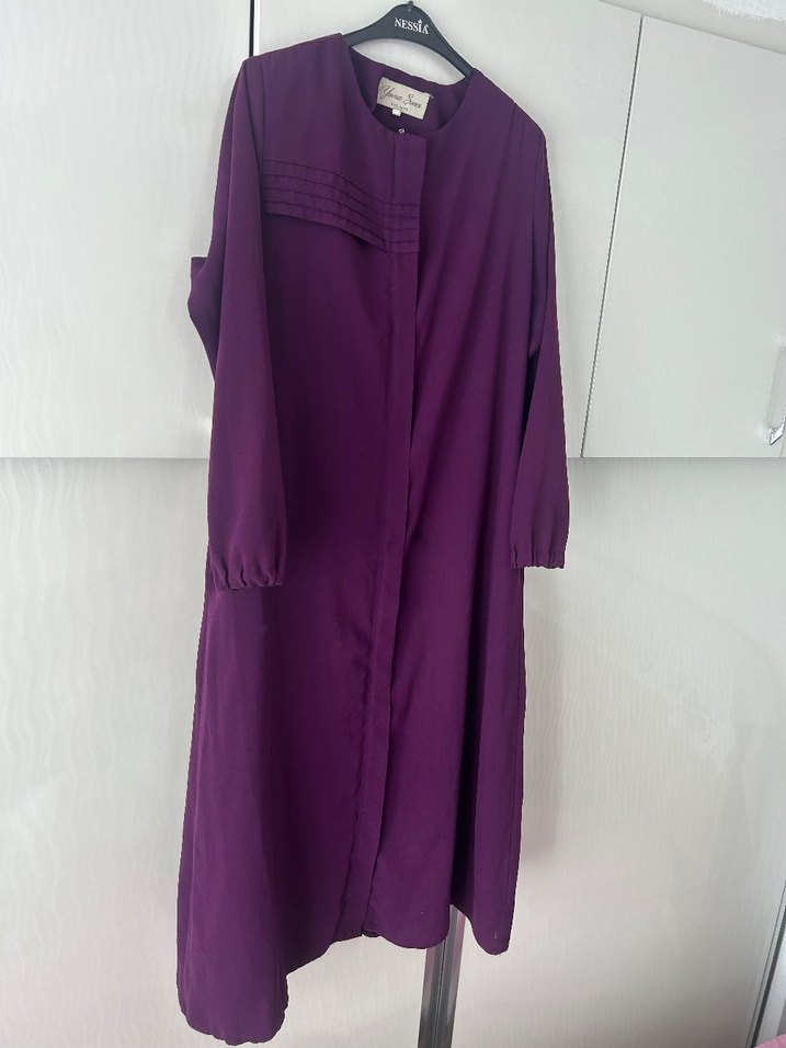 Mor Uzun Kollu Kadın Elbise ferace - Görsel 4