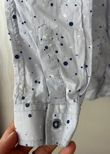 Gri Batik Desenli çocuk Keten Gömlek - Görsel 2