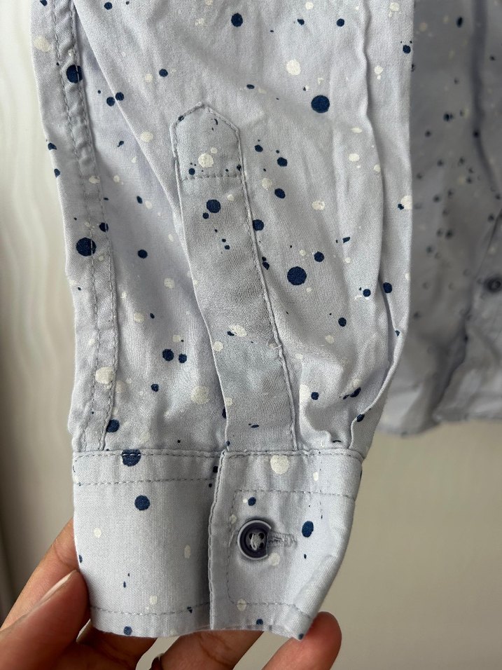 Gri Batik Desenli çocuk Keten Gömlek - Görsel 2