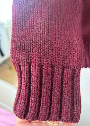 Bordo Erkek Örgü Hırka Kapüşonlu - Görsel 8