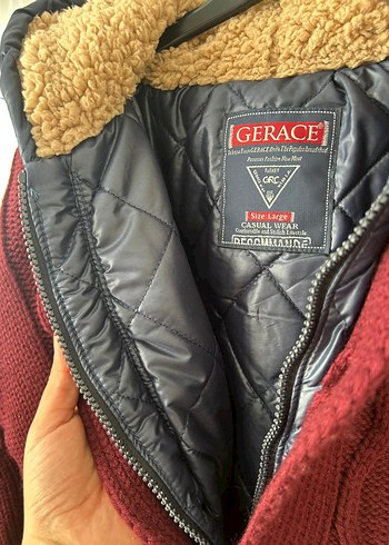 Bordo Erkek Örgü Hırka Kapüşonlu - Görsel 7