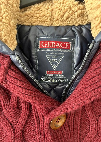 Bordo Erkek Örgü Hırka Kapüşonlu - Görsel 3