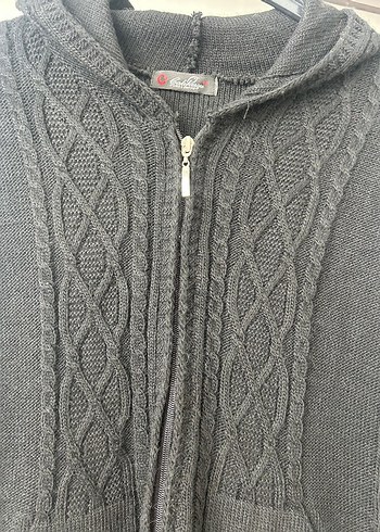 Kapüşonlu Siyah Örgü Triko Hırka - Görsel 3