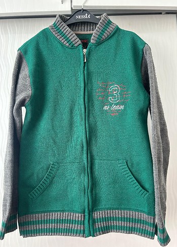 Gri ve Yeşil Erkek Triko Ceket - Görsel 2