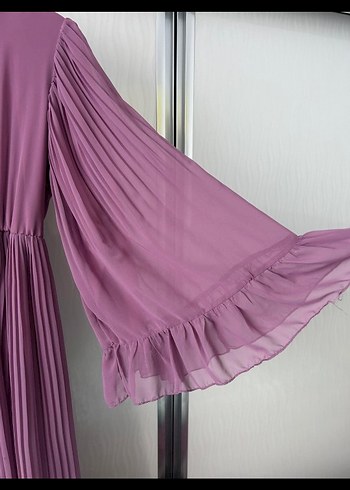 Mor Piliseli Uzun Kadın Elbise - Görsel 6