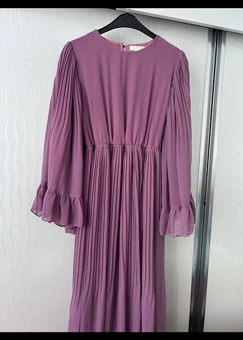 Mor Piliseli Uzun Kadın Elbise - Görsel 2