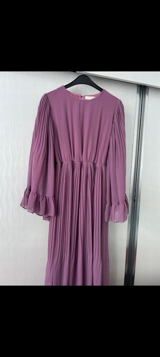 Mor Piliseli Uzun Kadın Elbise - Görsel 2