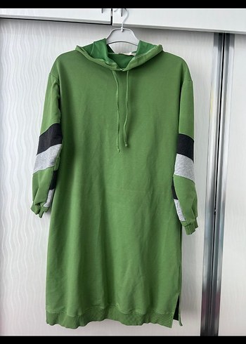 Uzun Kesim Yeşil Kadın Sweatshirt - Görsel 5