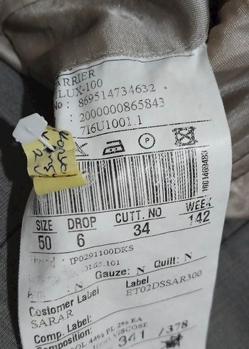 50 Beden erkek takim