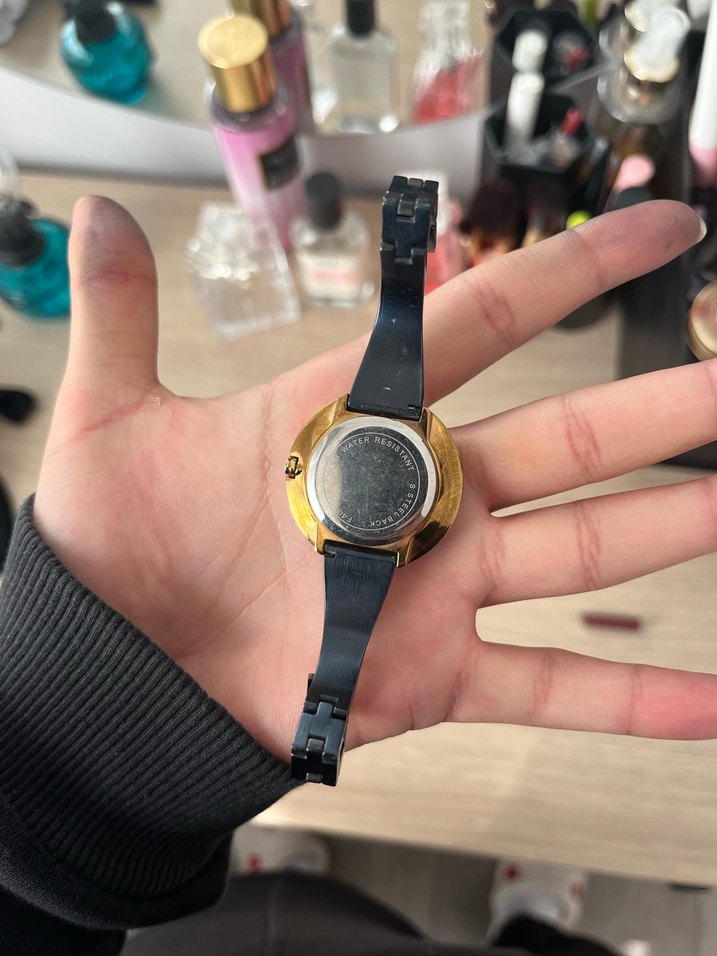 Koyu Renkli lacivert Altın Kadın Kol Saati - Görsel 5