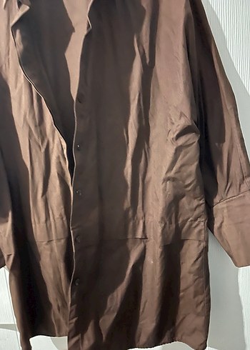 Kadın Kahverengi Keten Gömlek - Görsel 4