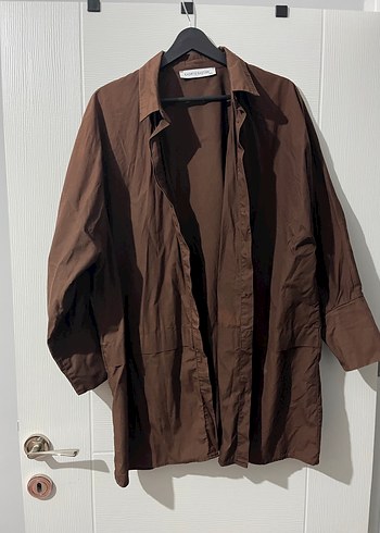 Kadın Kahverengi Keten Gömlek - Görsel 6