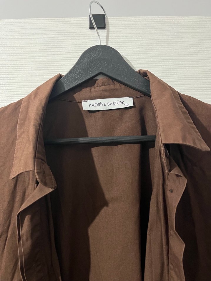 Kadın Kahverengi Keten Gömlek - Görsel 2