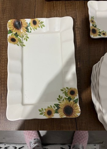 Ayçiçeği Desenli Beyaz Porselen Kahvaltı Seti - Görsel 2