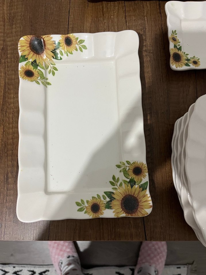 Ayçiçeği Desenli Beyaz Porselen Kahvaltı Seti - Görsel 2