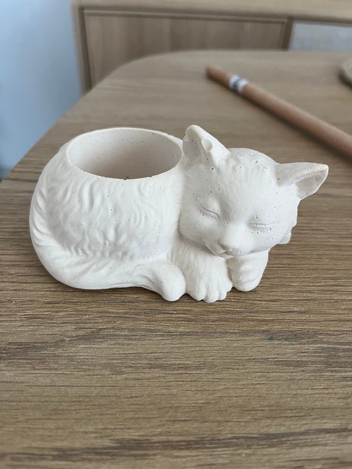 Beyaz Pastel Kedi Figürü - Görsel 2