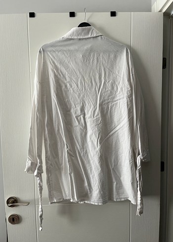 Düğmeli Beyaz Midi Kadın Gömlek - Görsel 4