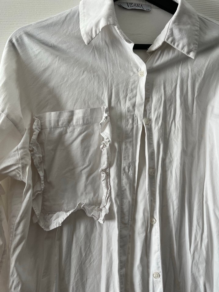 Düğmeli Beyaz Midi Kadın Gömlek - Görsel 5