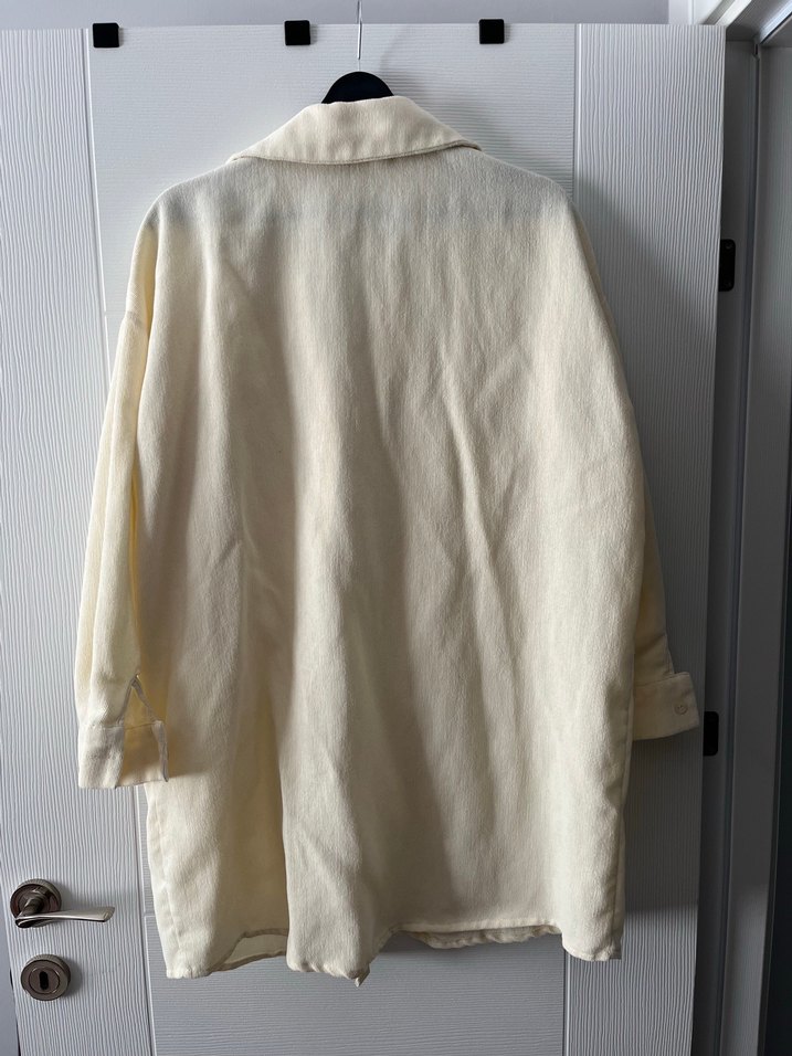 Düğmeli, Uzun Kollu krem Gömlek - Görsel 4