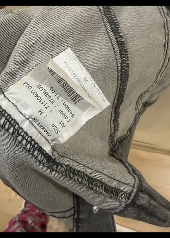 m Beden gri Renk Gri Düğmeli Kadın Denim Ceket