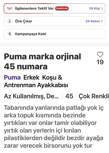 Puma Kırmızı Erkek Spor Ayakkabı Velcro Özellikli