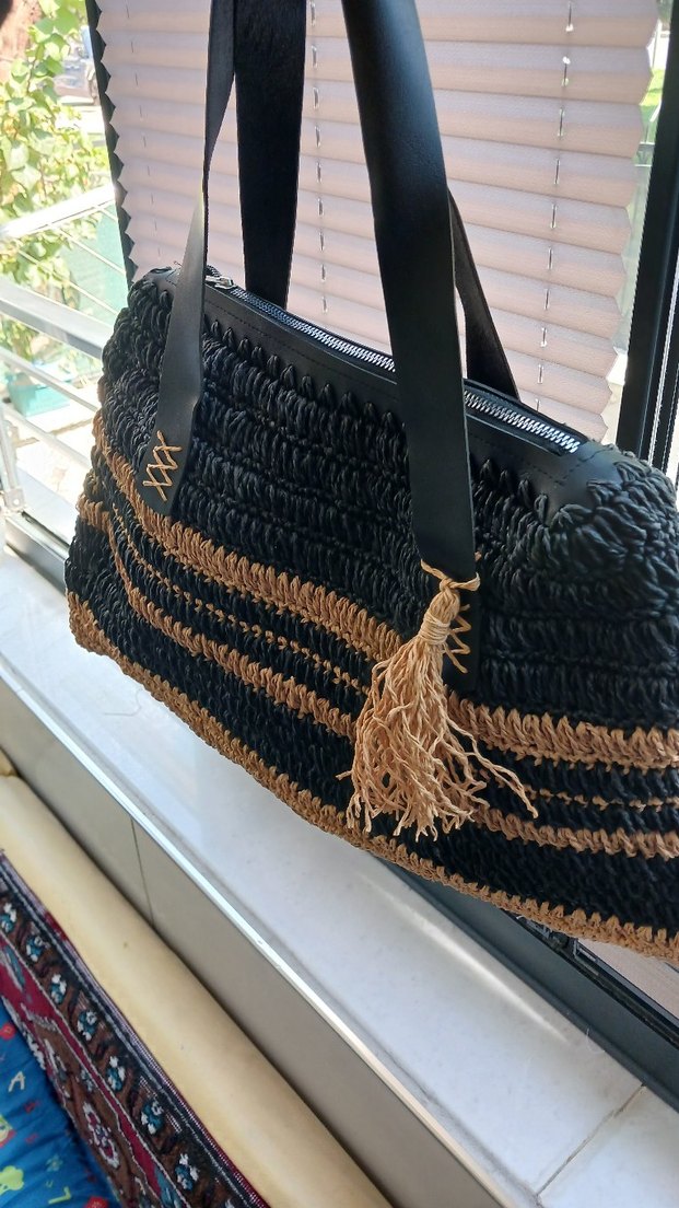 Püsküllü Bohem Örgü Kadın Çanta - Görsel 2
