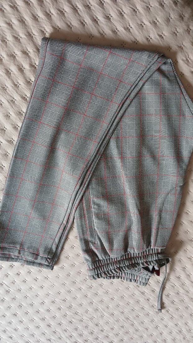 Kemerli Gri Ekose erkek Kumaş Pantolon - Görsel 2