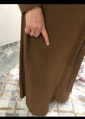 Kahverengi Uzun Salaş Kadın Elbise - Görsel 4