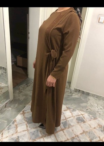 Kahverengi Uzun Salaş Kadın Elbise - Görsel 5