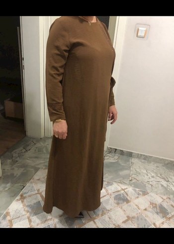 Kahverengi Uzun Salaş Kadın Elbise - Görsel 6