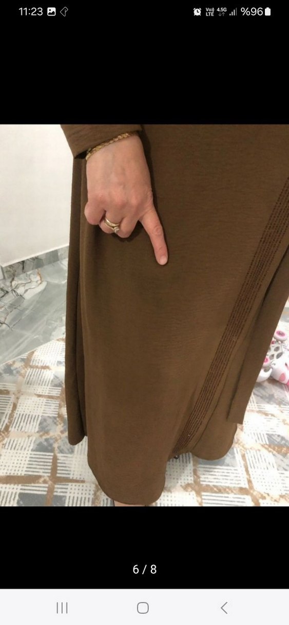 Kahverengi Uzun Salaş Kadın Elbise - Görsel 4