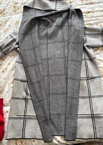 Gri Örgü Triko Kaban - Görsel 5