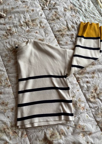 Çizgili, Uzun Kollu crop Triko - Görsel 5