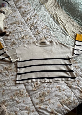 Çizgili, Uzun Kollu crop Triko - Görsel 3