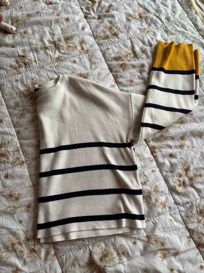 Çizgili, Uzun Kollu crop Triko - Görsel 5