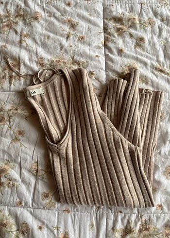 Bej V Yaka Triko likralı Kazak - Görsel 3