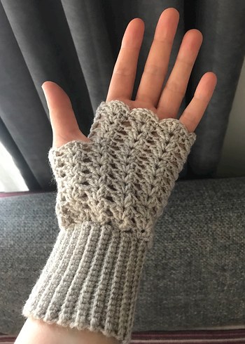 Gri Örgü Bohem Kadın Eldiveni - Görsel 2