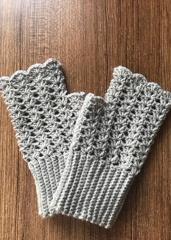 Gri Örgü Bohem Kadın Eldiveni - Görsel 3