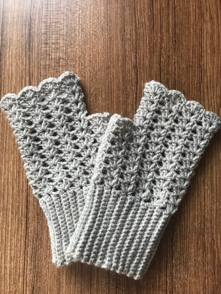 Gri Örgü Bohem Kadın Eldiveni - Görsel 3