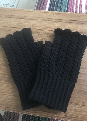 Siyah Örgü Gotik Kadın Eldiveni - Görsel 2