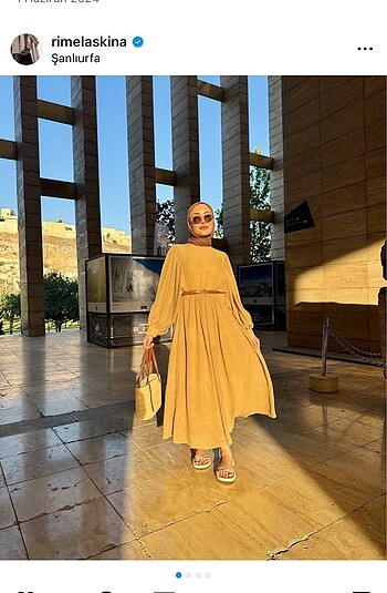 Zara Kahverengi geniş kollu Elbise