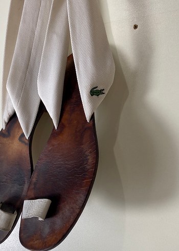 Lacoste Beyaz kadın Keten Sandaletler Kurdele Detaylı