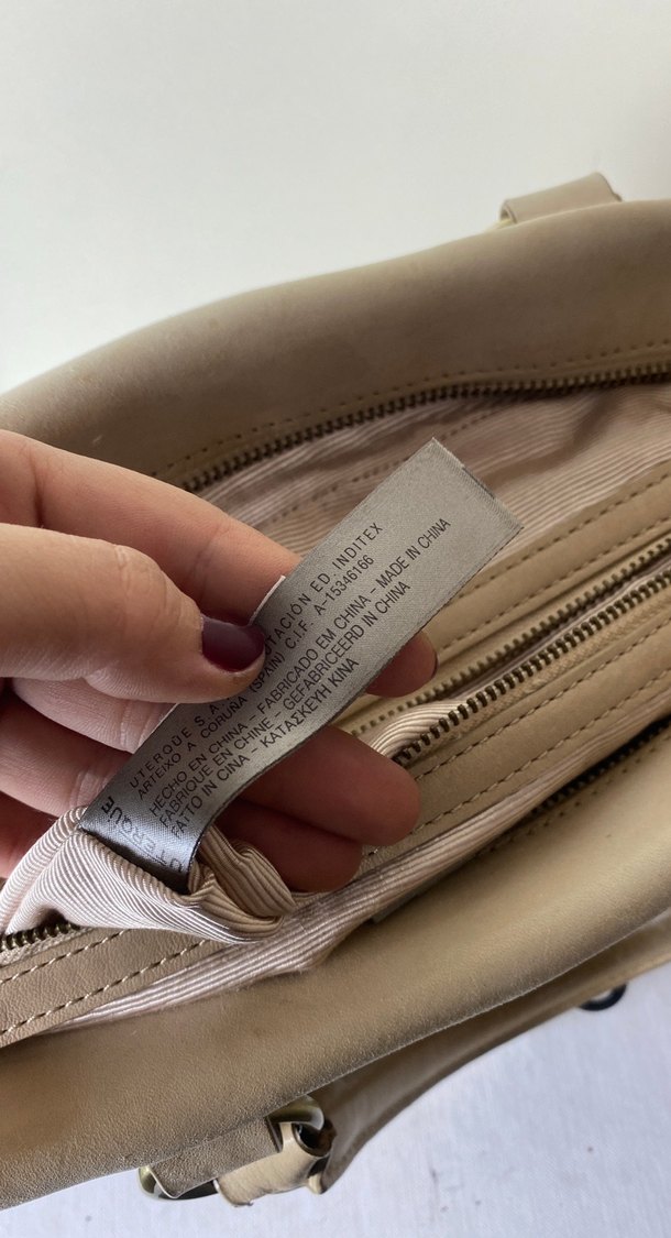 Bej Gri Deri Kadın Çanta - Görsel 5